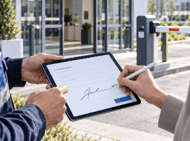 Beyaz eşya saha servis personelinin tablet üzerinden müşteriden dijital imza alması